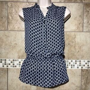 Cato Peplum Sleeveless Sheer Bow Blouse S